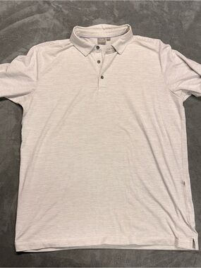 Ping Sensorcool Men's White Polo with Thin Gray Stripes